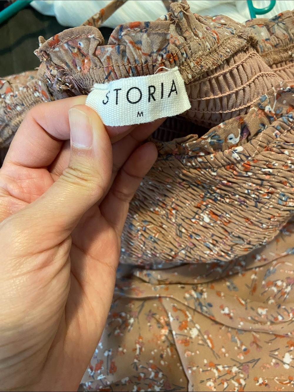 Storia Peach Floral Smocked Mini Dress - Picture 4 of 5